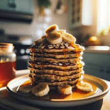 download (15) panquecas veganas de banana e aveia servidas com banana fatiada