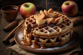 download (23) waffles integrais com maçã e canela servidos em prato branco, com mel por cima.