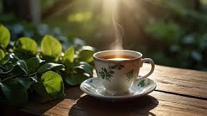 download (27) xícara de chá com folhas de capim-limão frescas sobre mesa de madeira