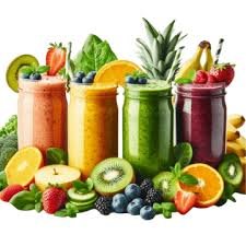 download (30) copos de smoothie de frutas coloridos dispostos em mesa com frutas frescas