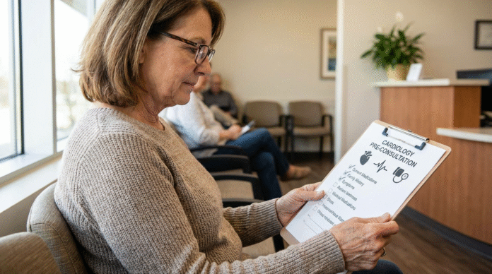 Paciente Checklist Cardiologista Paciente segurando um checklist antes da consulta com o cardiologista