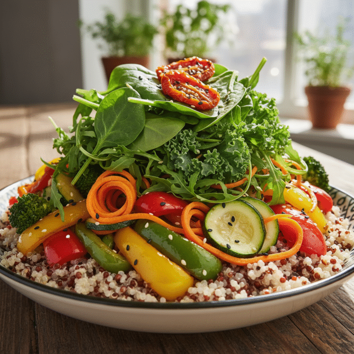 bowl_quinoa_legumes bowl com quinoa, legumes e folhas verdes