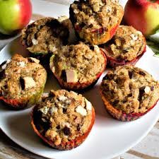 download (15) Muffin integral de maçã e canela servido em prato branco.