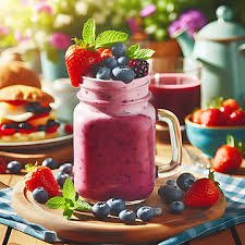 download (22) Smoothie antioxidante de frutas vermelhas servido em copo transparente.