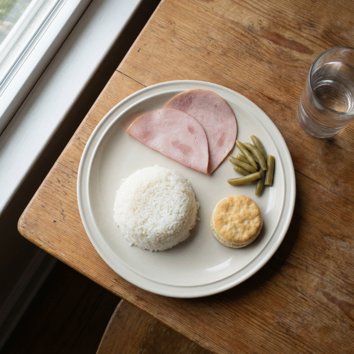 Prato com baixa variedade nutricional Prato com poucos tipos de alimentos mostrando baixa variedade nutricional