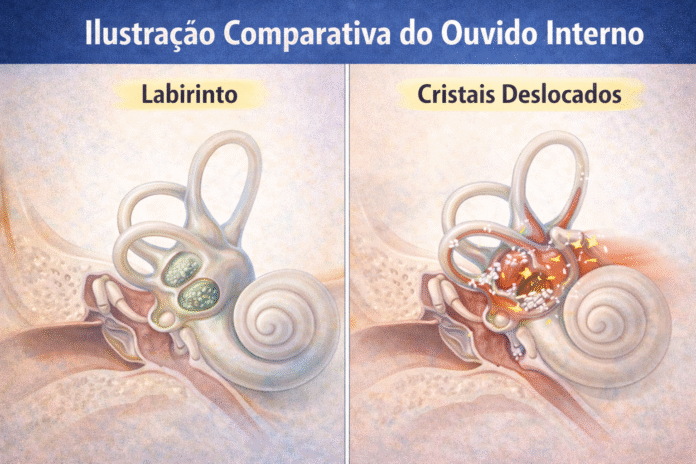 ChatGPT Image 20 de fev. de 2026, 14_29_34 Ilustração comparativa do ouvido interno mostrando labirinto e cristais deslocados