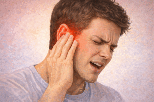 ChatGPT Image 20 de fev. de 2026, 14_37_50 Pessoa tocando o ouvido com expressão de dor