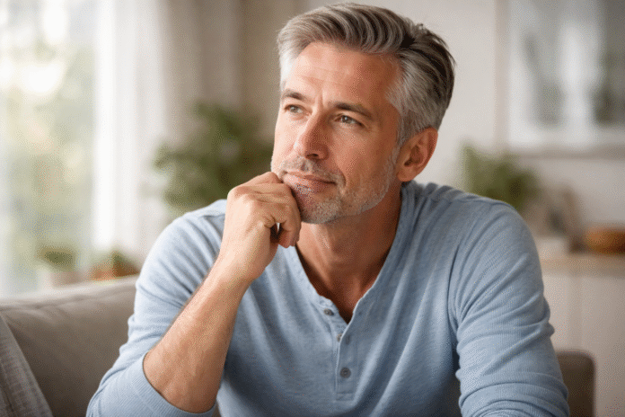 ChatGPT Image 19 de mar. de 2026, 15_18_24 homem acima de 50 anos refletindo sobre saúde e mudanças no corpo