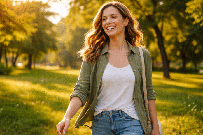 ChatGPT Image 13 de abr. de 2026, 08_15_42 pessoa caminhando ao ar livre com expressão de bem-estar