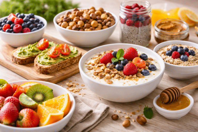 ChatGPT Image 13 de abr. de 2026, 15_00_25 variedade de lanches saudáveis organizados em mesa