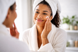 ChatGPT Image 15 de abr. de 2026, 14_27_37 pessoa aplicando produto no rosto em rotina de skincare