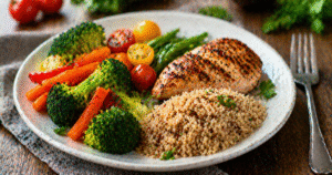 ChatGPT Image 17 de abr. de 2026, 14_12_55 prato saudável equilibrado com vegetais, proteína e carboidrato