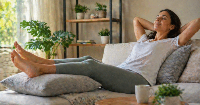 ChatGPT Image 21 de abr. de 2026, 13_51_48 pessoa com pernas levemente inchadas elevadas em momento de descanso