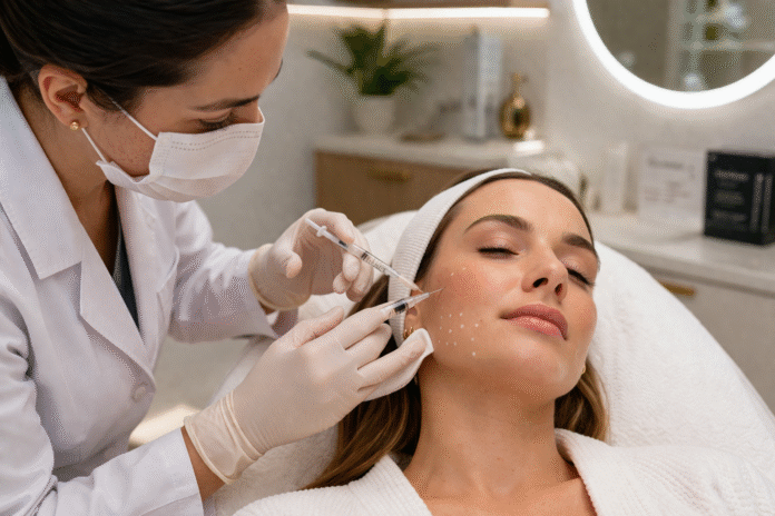 ChatGPT Image 7 de abr. de 2026, 17_05_00 aplicação de bioestimulador de colágeno no rosto em clínica estética