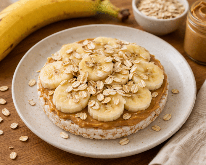 ChatGPT Image 7 de abr. de 2026, 17_09_53 banana com aveia e pasta de amendoim como lanche pré-treino