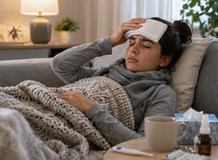 ChatGPT Image 9 de abr. de 2026, 11_05_09 pessoa com febre usando compressa na testa