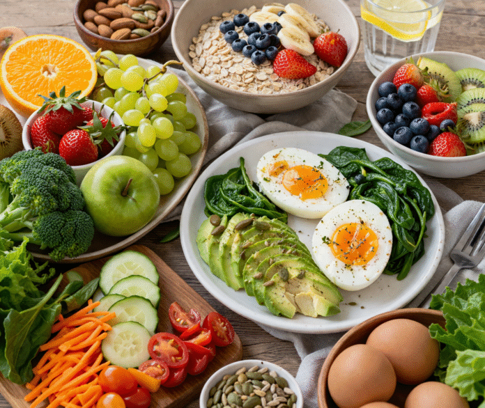 ChatGPT Image 9 de abr. de 2026, 11_49_17 alimentos saudáveis para recuperação corporal como frutas, ovos e vegetais