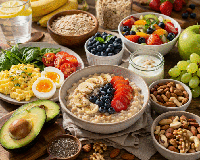 ChatGPT Image 9 de abr. de 2026, 14_10_33 alimentos saudáveis como aveia, ovos, frutas e castanhas
