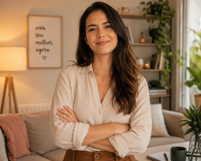ninfoplastia mulher demonstrando confiança e bem-estar em ambiente acolhedor